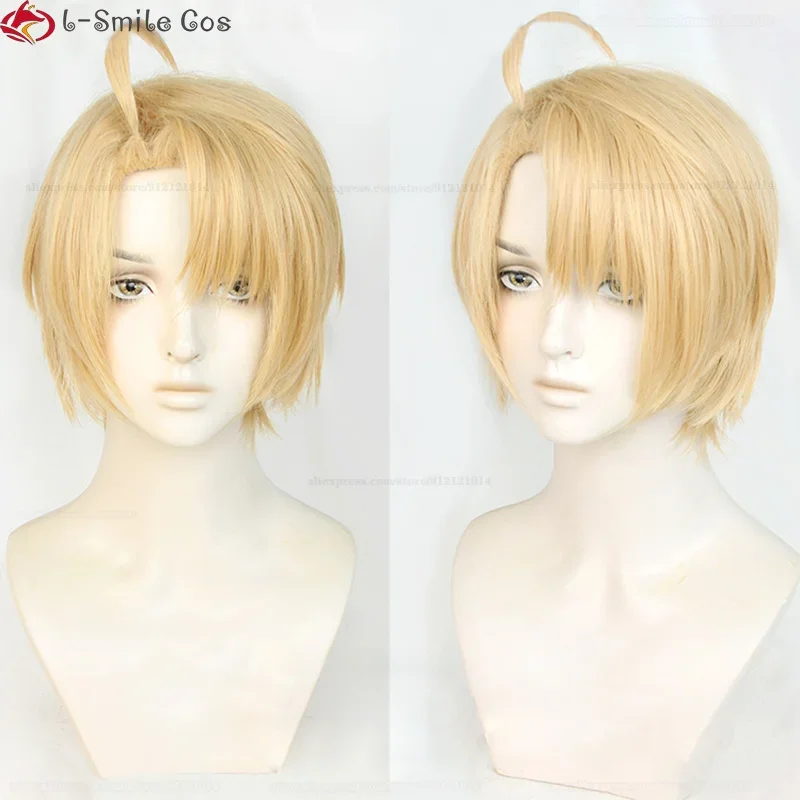 Anime APH Axis Powers Hetalia Alfred F Jones Cosplay Wig Short Golden Heat Resistant Synthetic Hair Party Wigs + Wig Cap