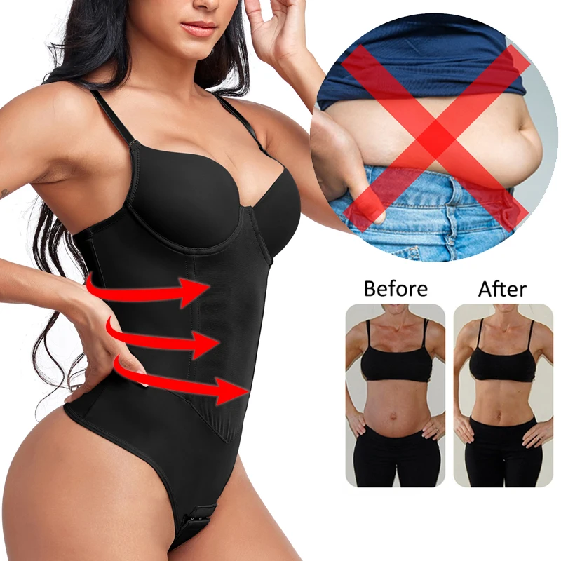 Full Body Shaper Thongs Bodysuits for Women Waist Trainer Tummy Control Camisole Underwear Flat Belly Underbust Corset Shapewear