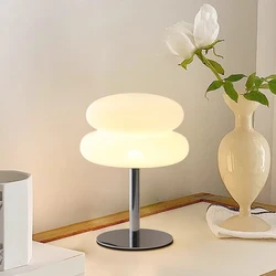 mushroom table lamp plastic lampshade  Nordic  French cream table lamp USB plug 9-level dimming bedroom bedside lamp