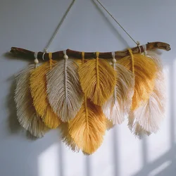Macrame Boho Decor TapestryTassel Hand-woven Leaf Wall Hanging Tapestry Mandala Bedroom Decoration Mexican Home Ornaments