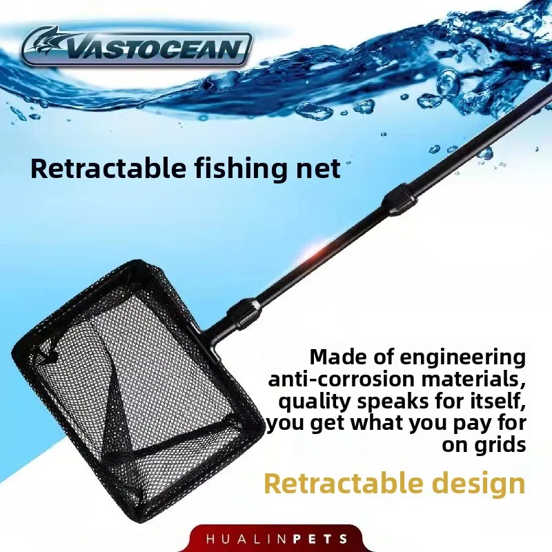 

VOSTOCEAN Extendable Aquarium Fish Net - Square Telescopic Handle Fishing Net for Tank Cleaning-Adjustable 12-24 inch Mesh Scoop