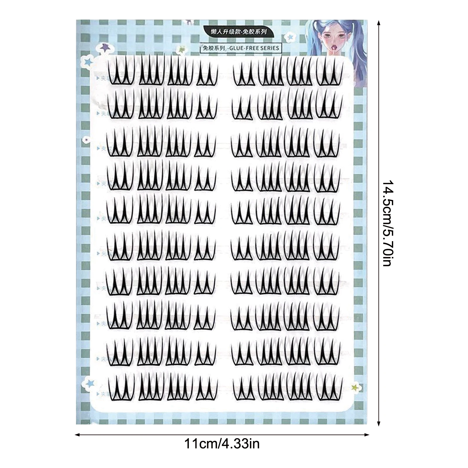 韓国風グルーフリーU字型つけまつげ10ペアソフトボックスセット7-13mmミックス長さCカール0.05mmブラックファイバー
