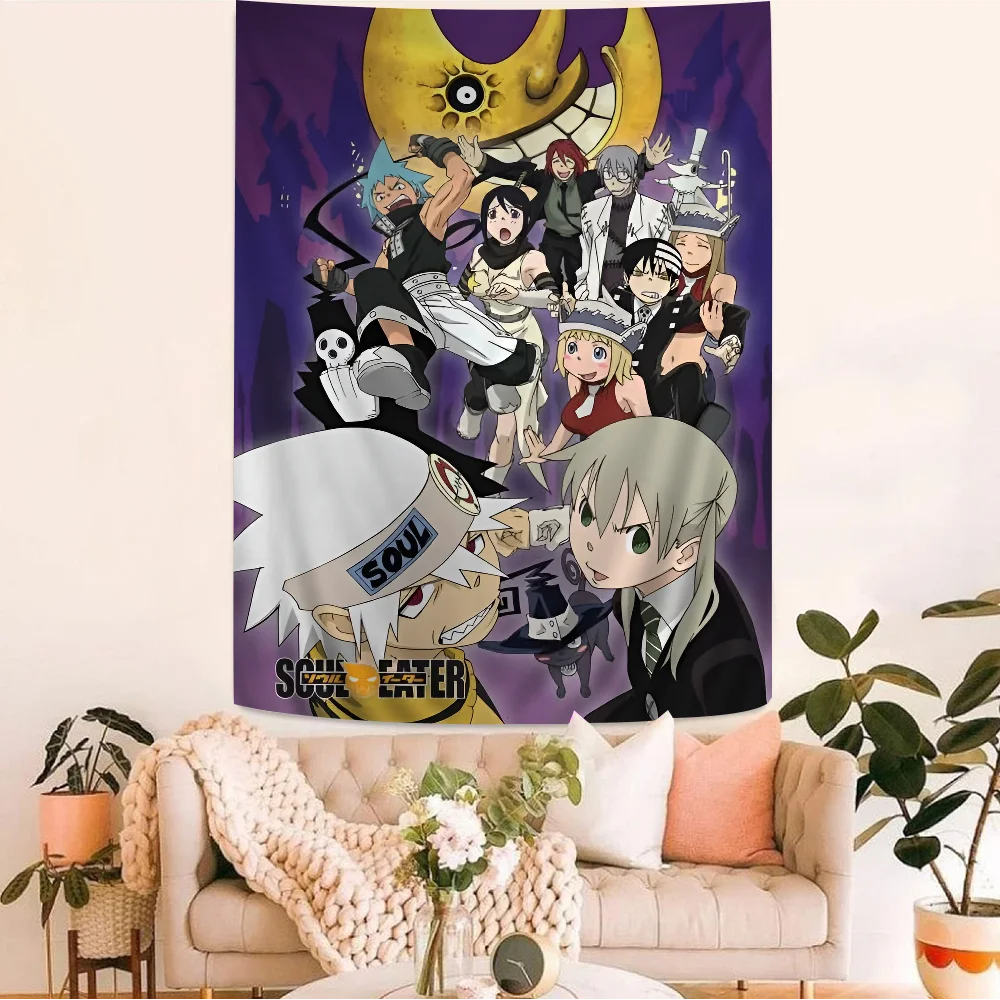 

Soul Eater Висячий богемный гобелен Японский настенный гобелен Аниме Kawaii Декор комнаты