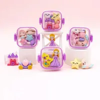 1 Pcs princess Eraser Set Creative Detachable Food Snack Lunch Box Eraser Set Play House Cartoon Stationery