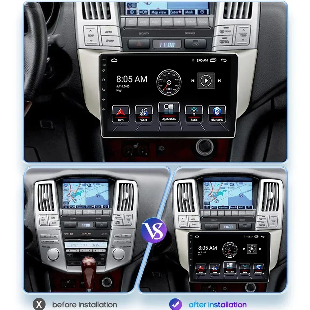 

4G Android 13 Radio For Lexus RX300 RX330 RX350 RX400H 2003-2014 Car stereo Multimedia Player Carplay Auto GPS navigation