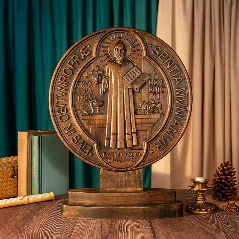 Nucia's Order of Saint Benedict, Double-sided Home Counter, Church Ornament, Religious Christian, Catholic Saint Statue