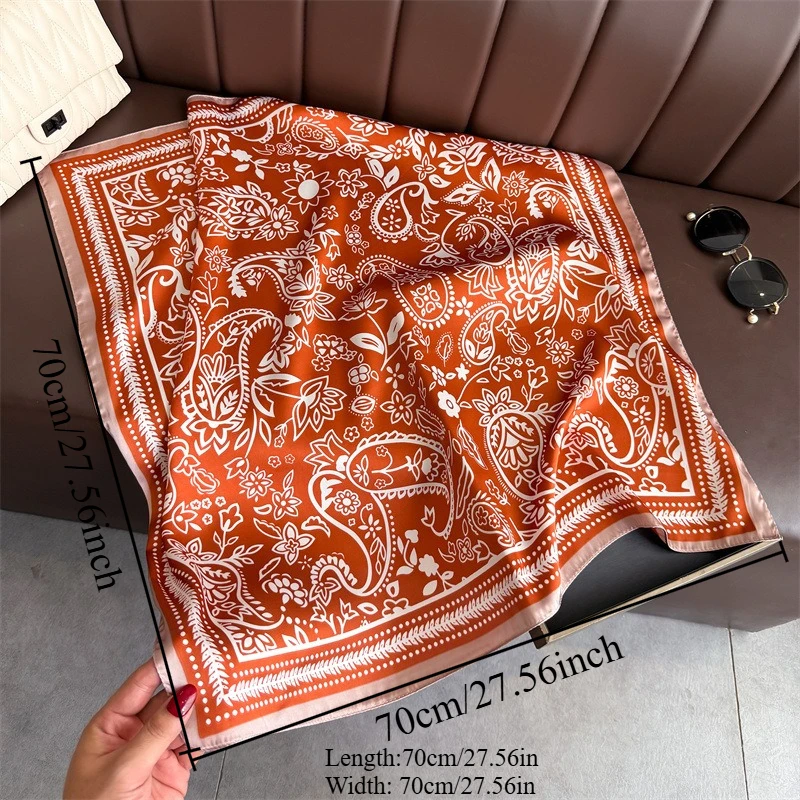 1Pc cashew print fashion silk scarf square scarf high-end shawl neck small square scarf headscarf women's scarf view 4