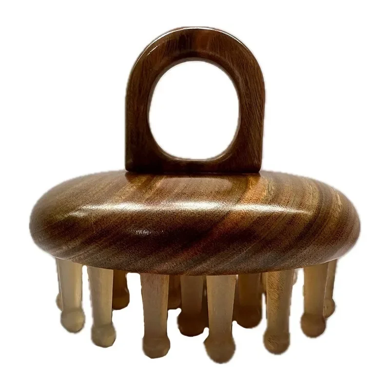 Horn Massage Comb 28 Tooth Green Sandalwood Ring Meridian Brush Advanced Horn Comb Scalp Massage