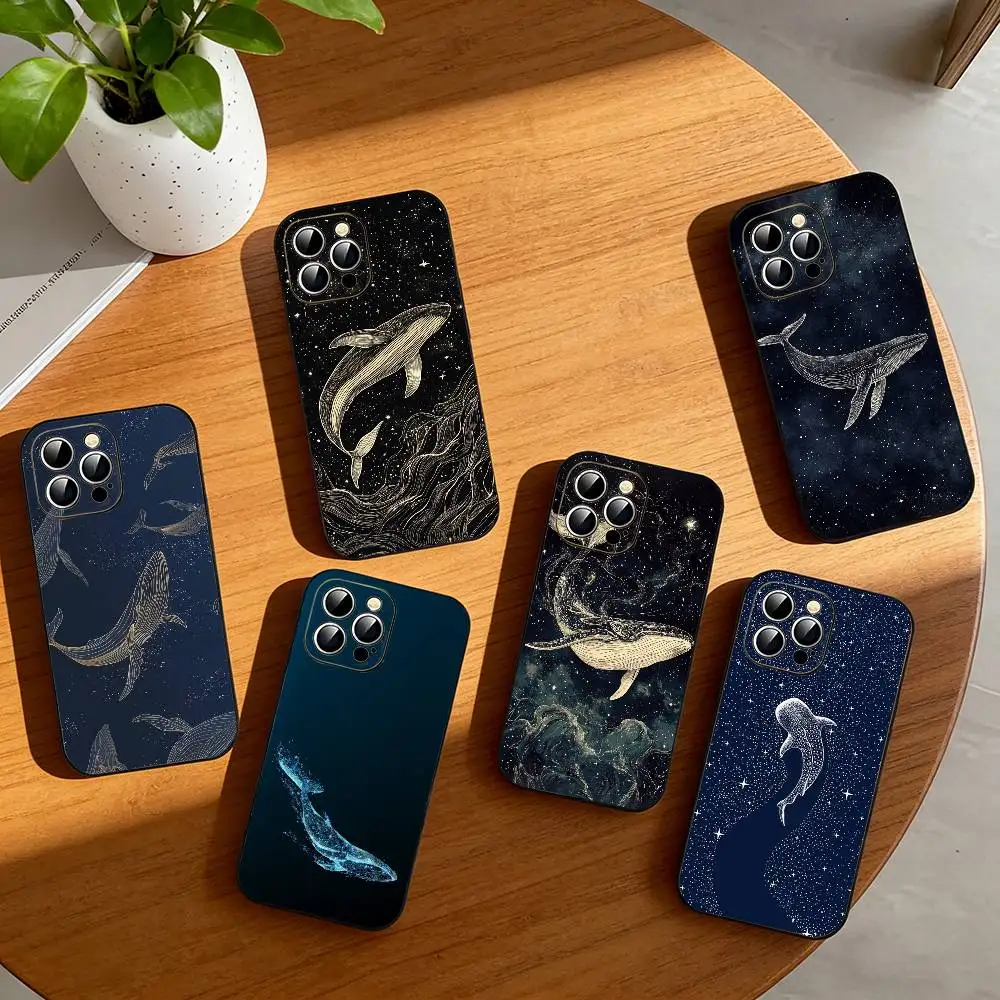 

Line W-Whale Phone Case For iPhone 17, 16,15,14,13,12,11 Plus,Pro Max, Others Soft Black Cover