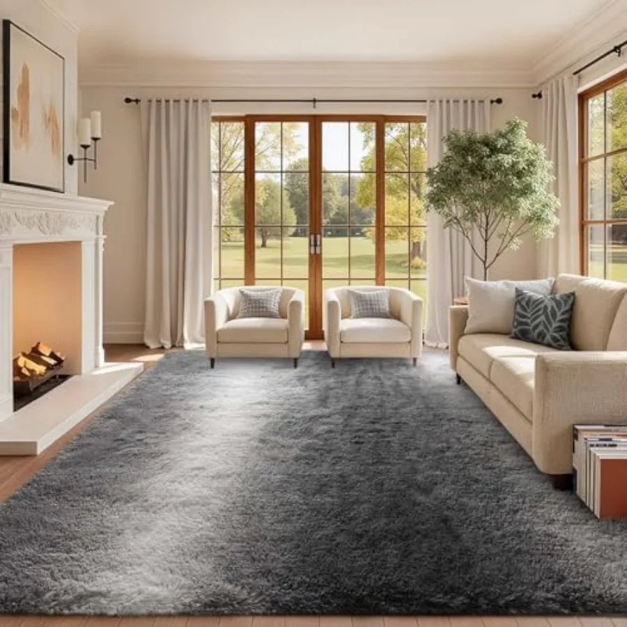 

Area Rugs for Living Room 6x9 Feet Soft Fluffy Plush Rug High Pile Non-Slip Floor Carpet for Bedroom Dorm Decor Aesthetic Grey