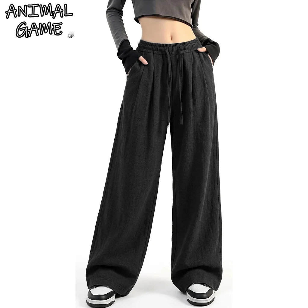 Womens Wide Leg Sweatpants Baggy Fall Lounge Sweat Pants Cotton Wide Leg Pants Drawstring Waist Straight Leg Trousers Sport Gym