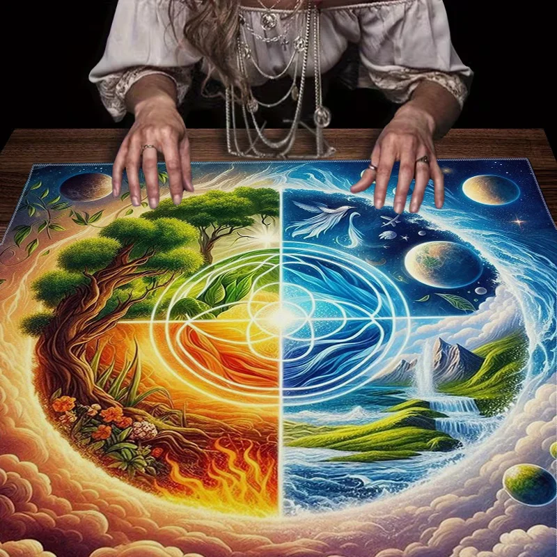 Luxury Tarot Table Cloth Cover Wicca Astrology Mystic Divination Magic Reading Tablecloth for Ceremony Decor 60x60cm