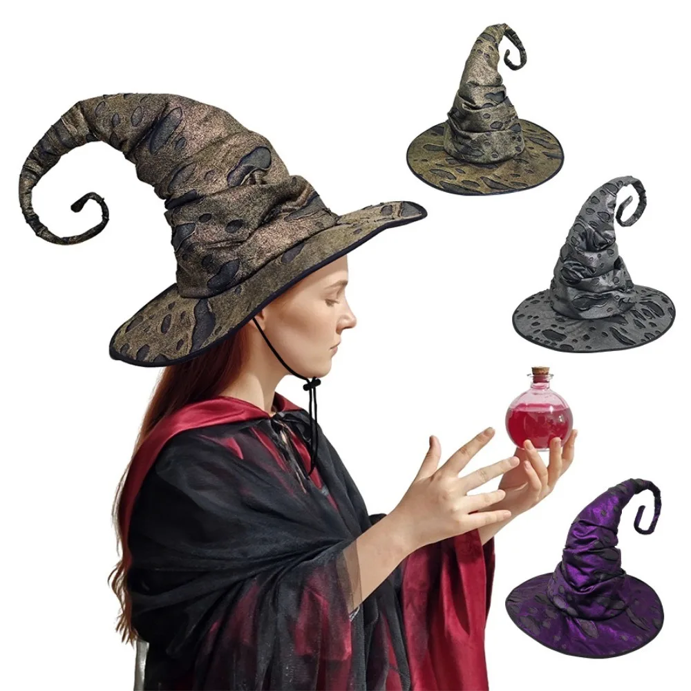 Witch Hat with Rope Halloween Party Costume Sharp Hat Makeup Ball Festival COS Decorative Props Hat