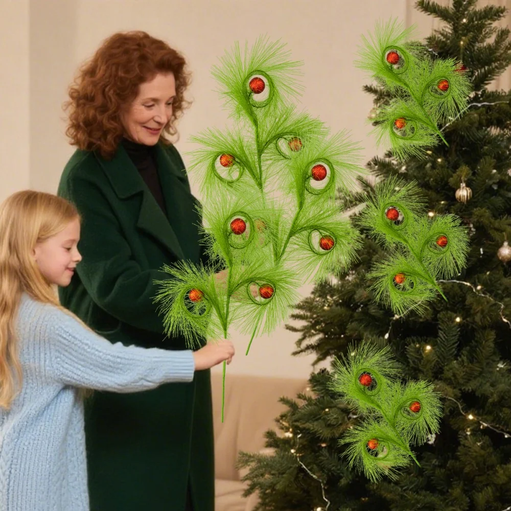 Künstliche Weihnachten Zweige Wohnkultur DIY Handwerk Reed Ball Dekoration Pflanzen Ornamente Für Weihnachten Baum Topper Party Decor