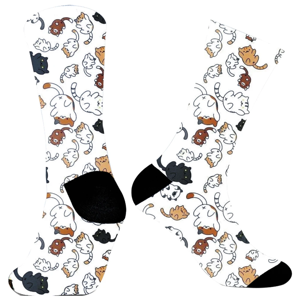 Chaussettes hautes au genou pour femmes, hip hop, Harajuku, anime, point, longues, drôles, mode, nouveau, 2024