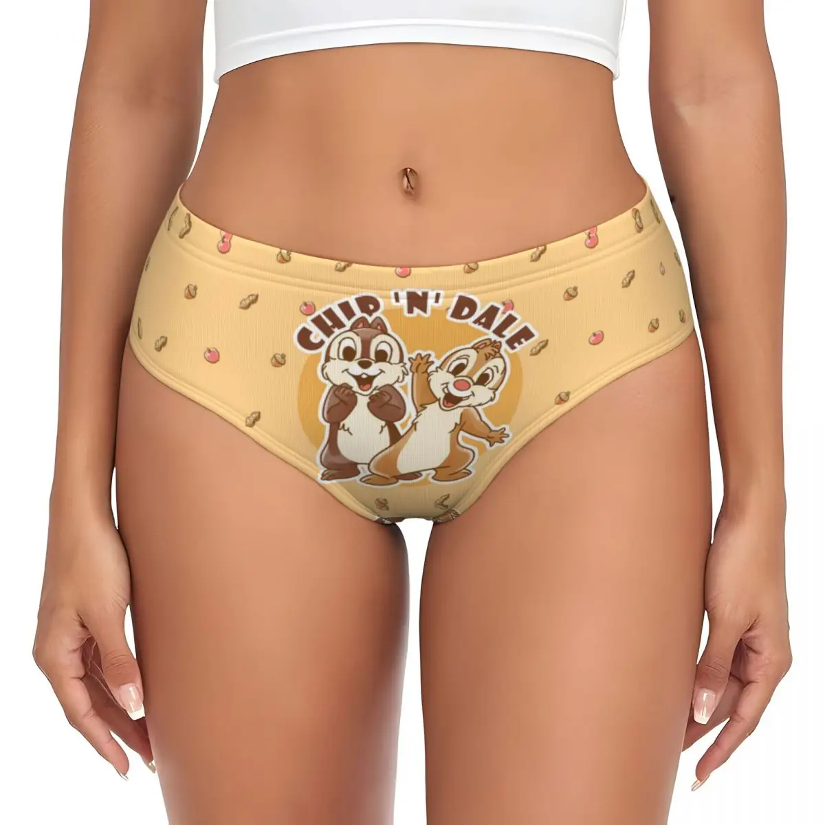 Custom Chip 'n' Dale Pinecone Briefs Underwear Women Breathable Stretch Panties