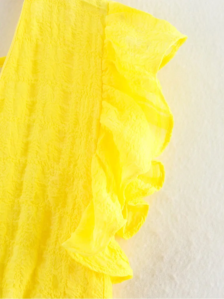 ZAJIA 2025 new women's clothing European and American style fashionable and versatile slim fit V-neck ruffle dress