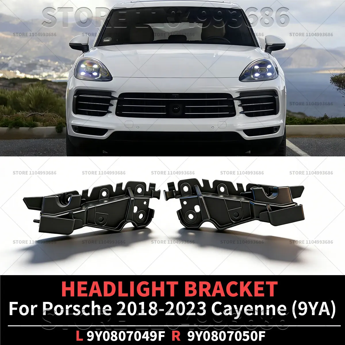 

For Porsche 2019-2023 Cayenne Base S Turbo (9YA) Front Bumper HEADLIGHT BRACKET OEM 9Y0807049F 9Y0807050F 9Y0807049E 9Y0807050E