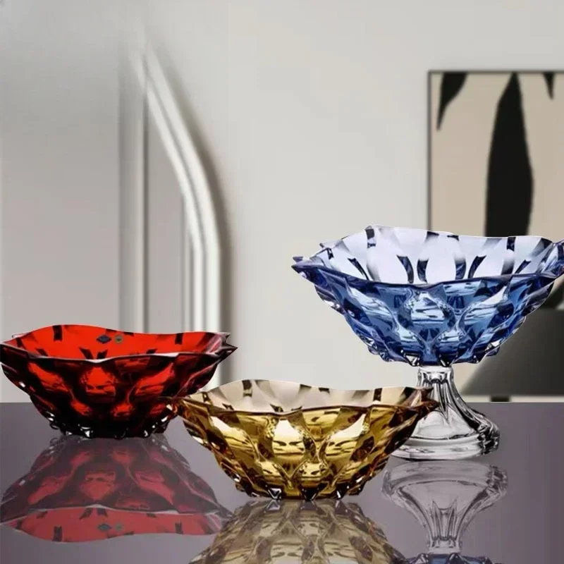 Czech imported crystal glass fruit plate, creative household goods, modern living room Nordic simplicity
