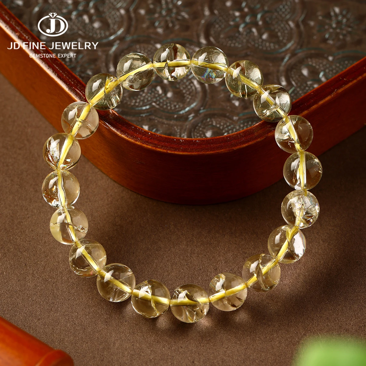 7A Natural Lemon Azeztulite Crystal Beaded Bracelet Unisex Stretch Wristband Balance Vitality Harmony Gemstone Yoga Jewelry Gift