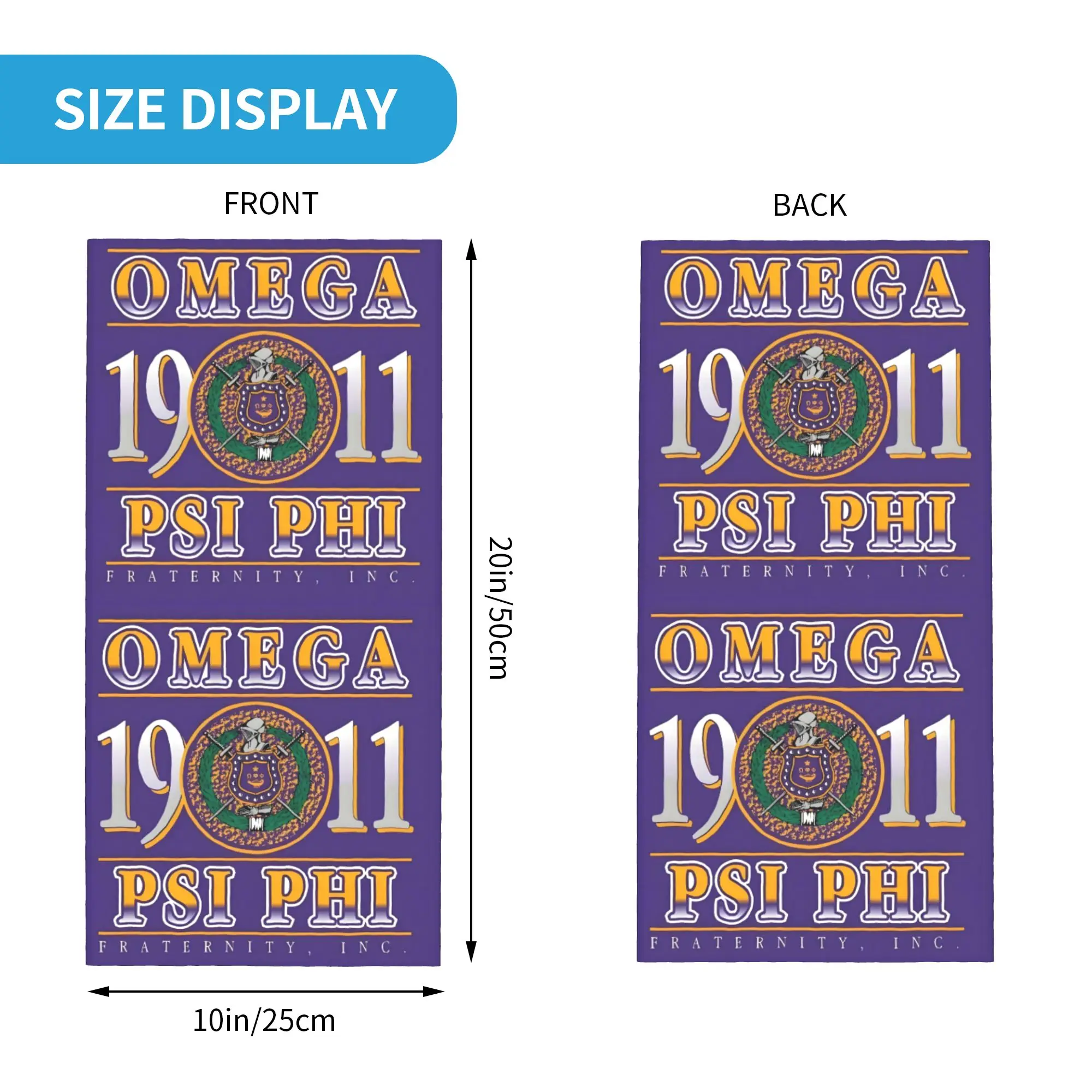 African American Omega'ES Psi Phi Fraternity Inc  Bandana Neck Gaiter UV Protection Face Scarf Cover Headband Tube Balaclava