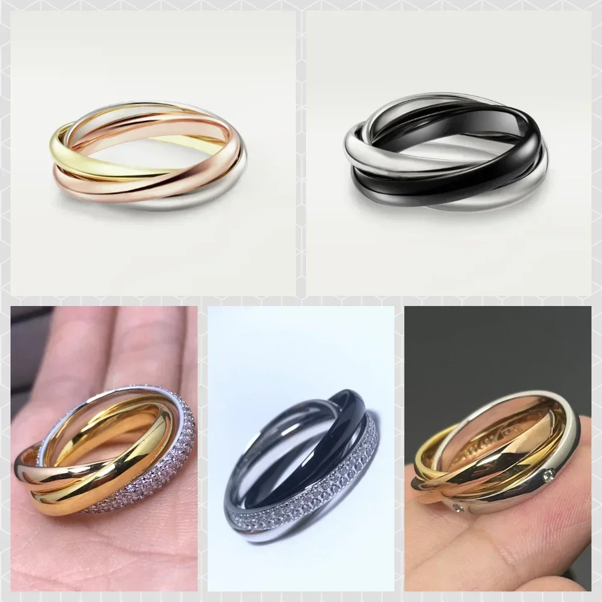 

2025 New 925 silver High Quality Jewelry Silver Jewelry Classic Three Ring Ring TRINITY Ring Women Jewelry Gift