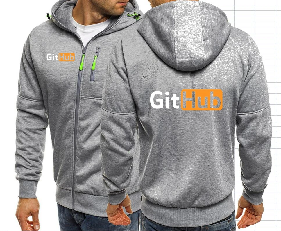 Github Men Jackets Hoodies Coats Hooded Sweatshirt Men Zip-up Hoodies Jacket Hooded Sweatshirt Outwear Streetwear