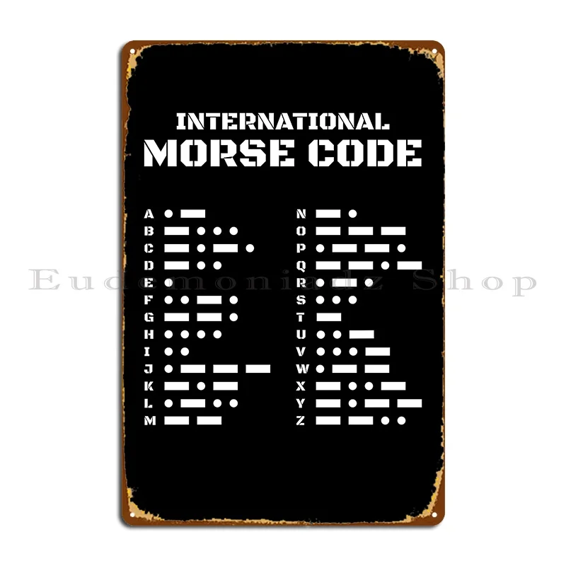 Morse Code Chart Alphabet 26 Letters White Metal Plaque Poster Design Club Wall Plaque Print Design Pub Tin Sign Poster