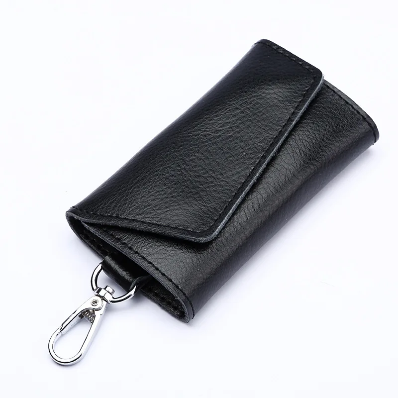 Car Home Key Organizer Leather Soft Buckle Ultra-thin Large Capacity Card Holder Casual Coin Purse Men And Women Wallet Keychain