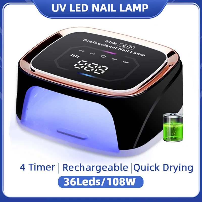 โคมไฟ LED UV ชาร์จไฟได้สำหรับเล็บแบบมืออาชีพโคมไฟอบแห้งเล็บสำหรับเครื่องเป่าเล็บ36LED อุปกรณ์ทำเล็บแบบเจล