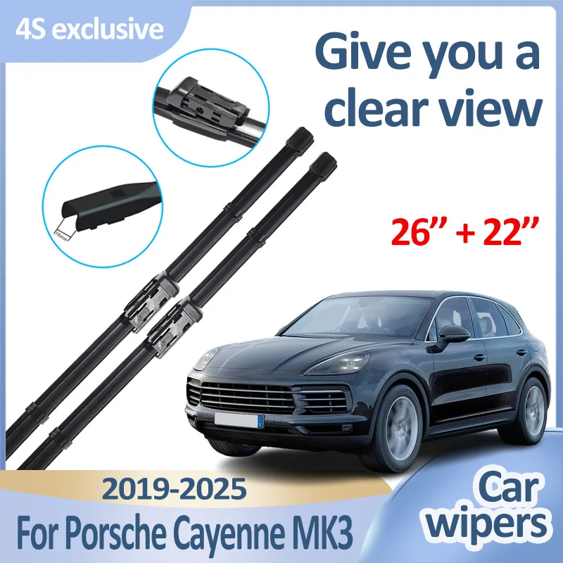 

Car Wiper Blades For Porsche Cayenne MK3 Body Kit E3 9YA 9YB 2019-2025 Durable Slient Windshield Windscreen Wipers Accessories