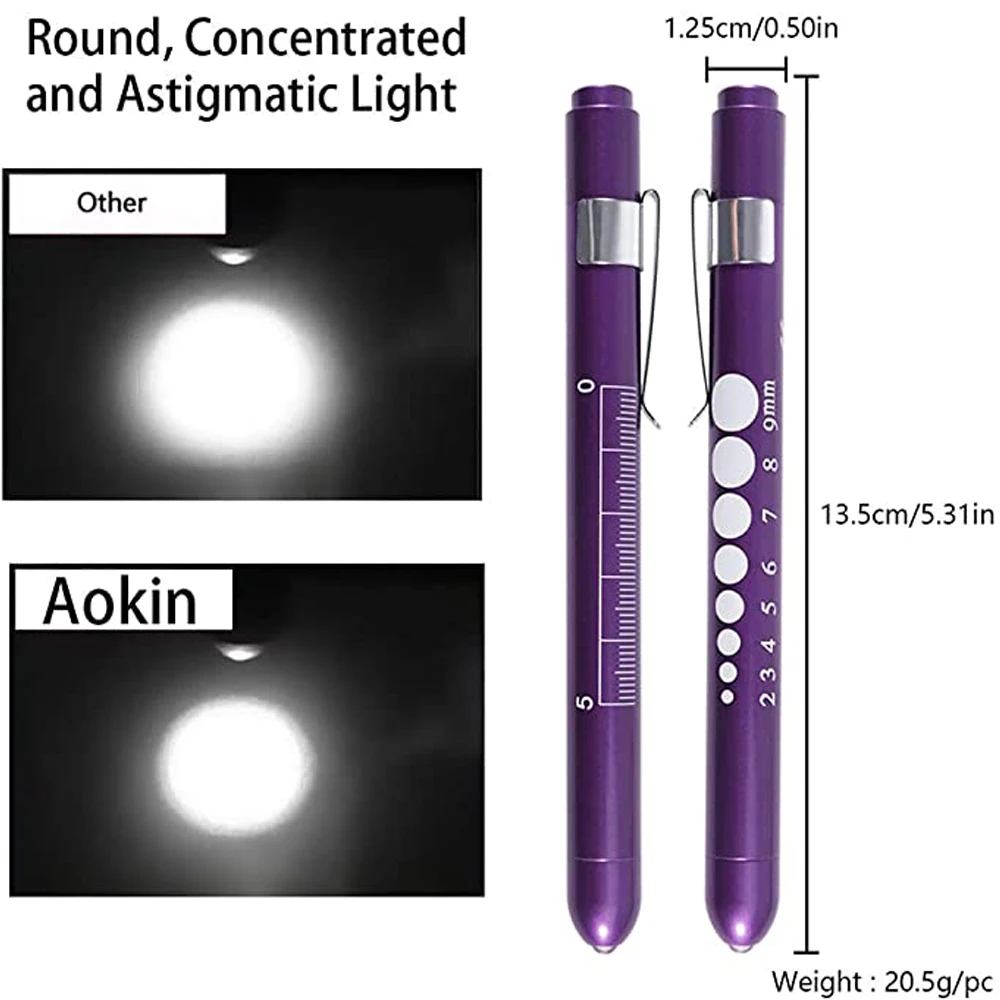 Portable Function Medical First Aid LED Pen Light Work Inspection Flashlight with Pupil Measurements for Doctor Nurse Diagnosis