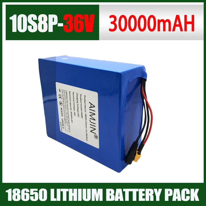 

New 36V 30000mAh Rechargeable 10S8P Lithium Battery pack 250W~1000W for Outdoor Backup Batteries with BMS