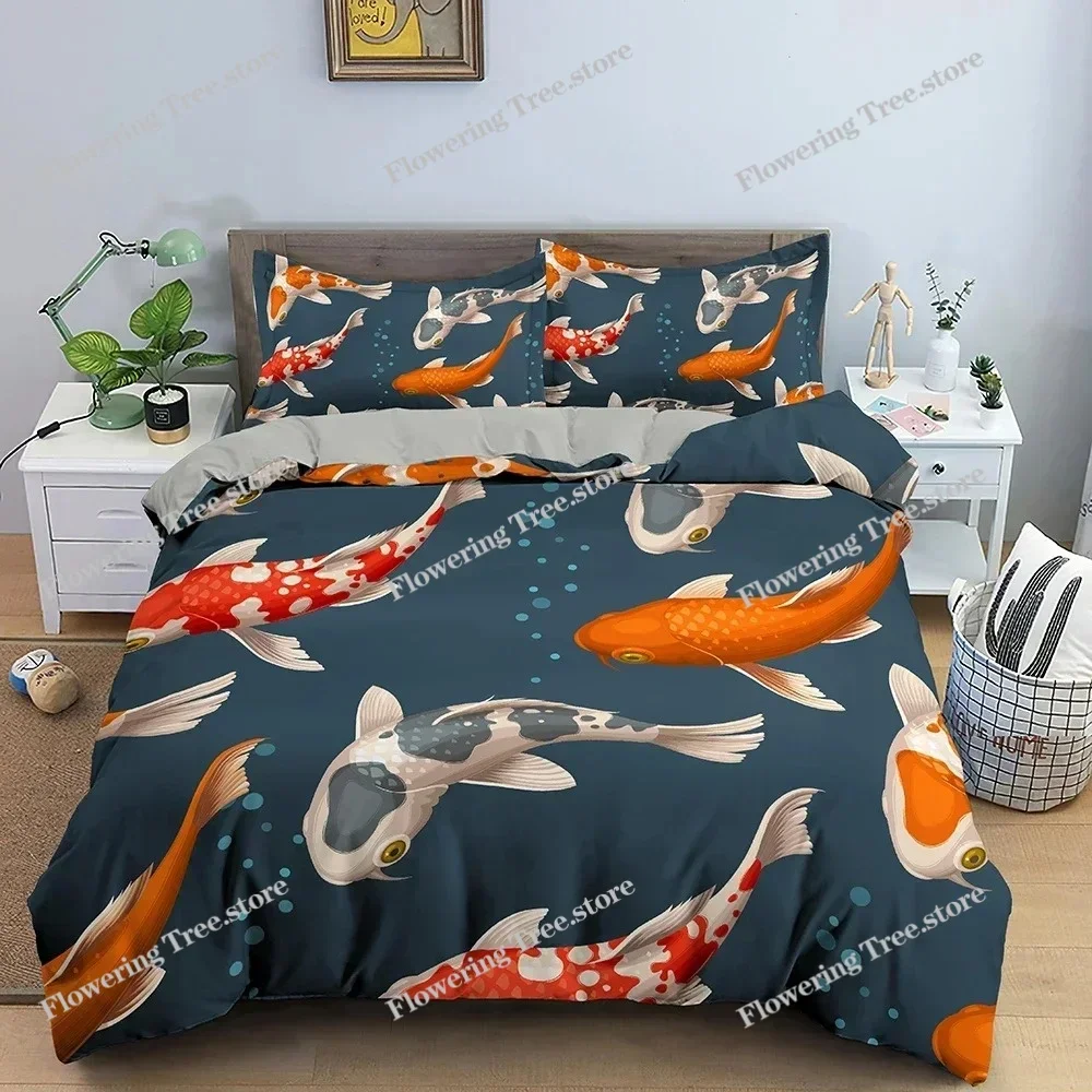 

3D Koi Print Bedding Set Child Duvet Cover Set Bed Set Duvet Cover Comforter Bedding Sets Twin Queen