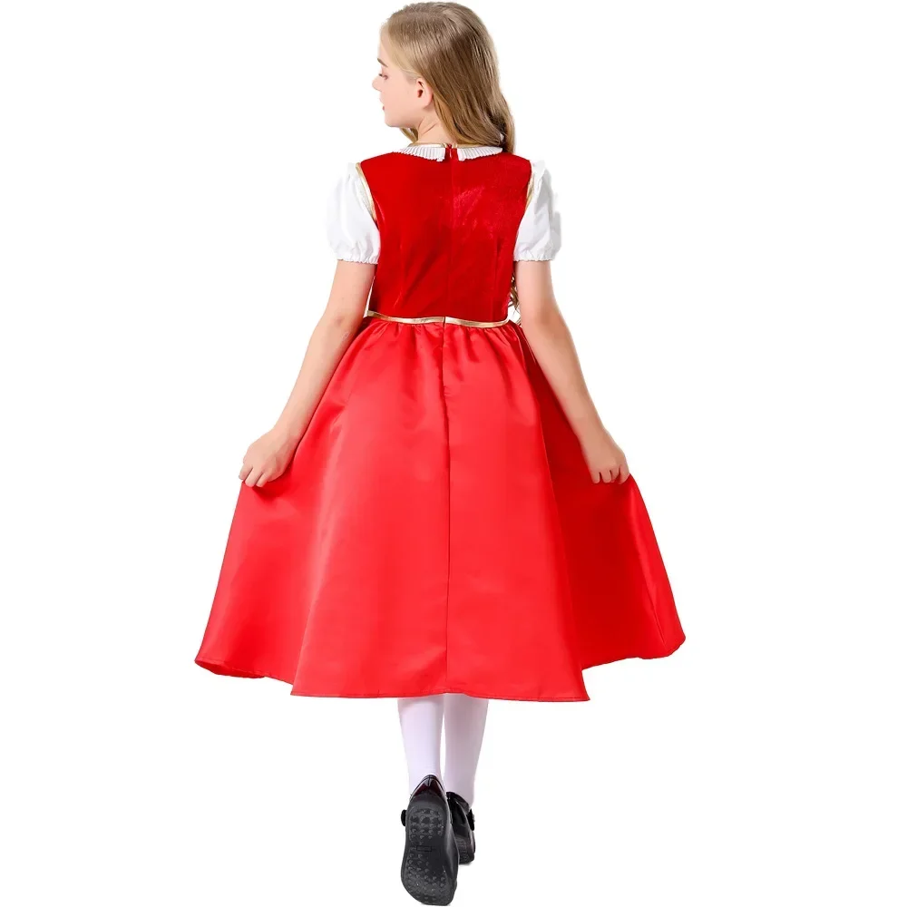 Little Red Riding Hood Costume per ragazze bambini bambini Costume di Halloween Party Dress Fancy Dress + mantello Costume Cosplay