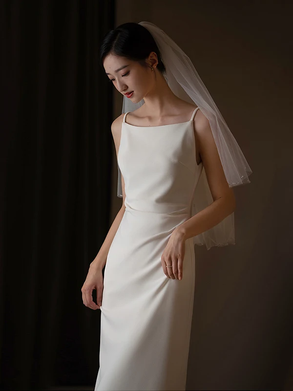 

Белое свадебное платье без бретелек миди для помолвок, свадеб, свиданий и повседневной носки, легкое, простое, элегантное