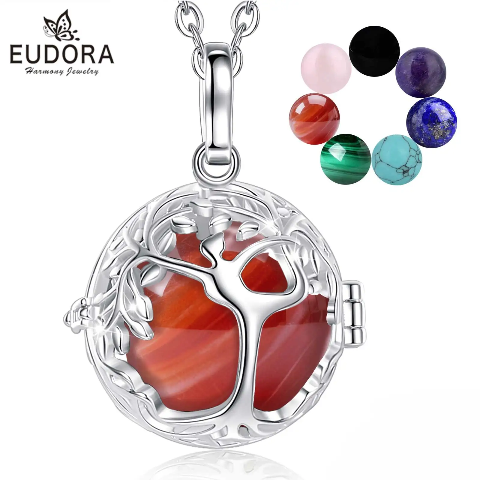 

Eudora Tree of Life Cage Necklace Obsidian Energy Healing Crystal Stone Amethyst Lapis Pendant Spiritual Jewelry Meditation Gift