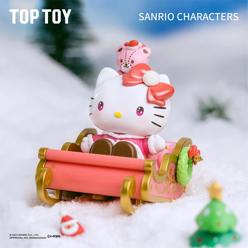 Sanrio Winter Sled Series Blind Box Desktop Ornament Cool Lomi Katie Cat Christmas Gift Decor Figurine Mystery Box Cute Toy