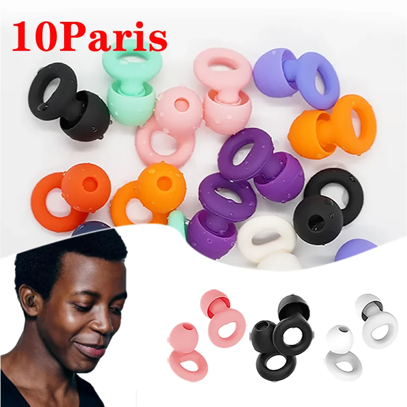 HUAK Soft Silicone Ear Plugs for Noise Reduction, Reusable Earplugs for Sleeping, Working, Swimming,4pair Ear Tips in XS/S/M/L