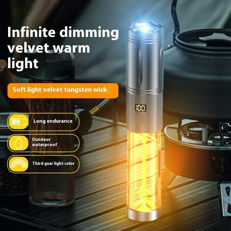 Tungsten Camping Ambient Lantern Super Bright Focus Flashlight Rechargeable Outdoor Emergency Lamp Portable Work Lights Fishing