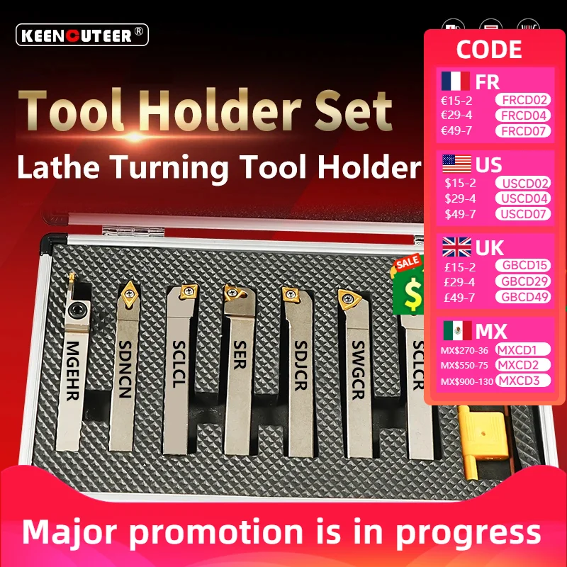 

7Pcs/Set Lathe Boring Bar with Carbide Inserts 1/2 Turning Tools (MGEHR, SDJCR, SWGCR, SCLCR, SER, SCLCL) CNC Cutting Holde HOT
