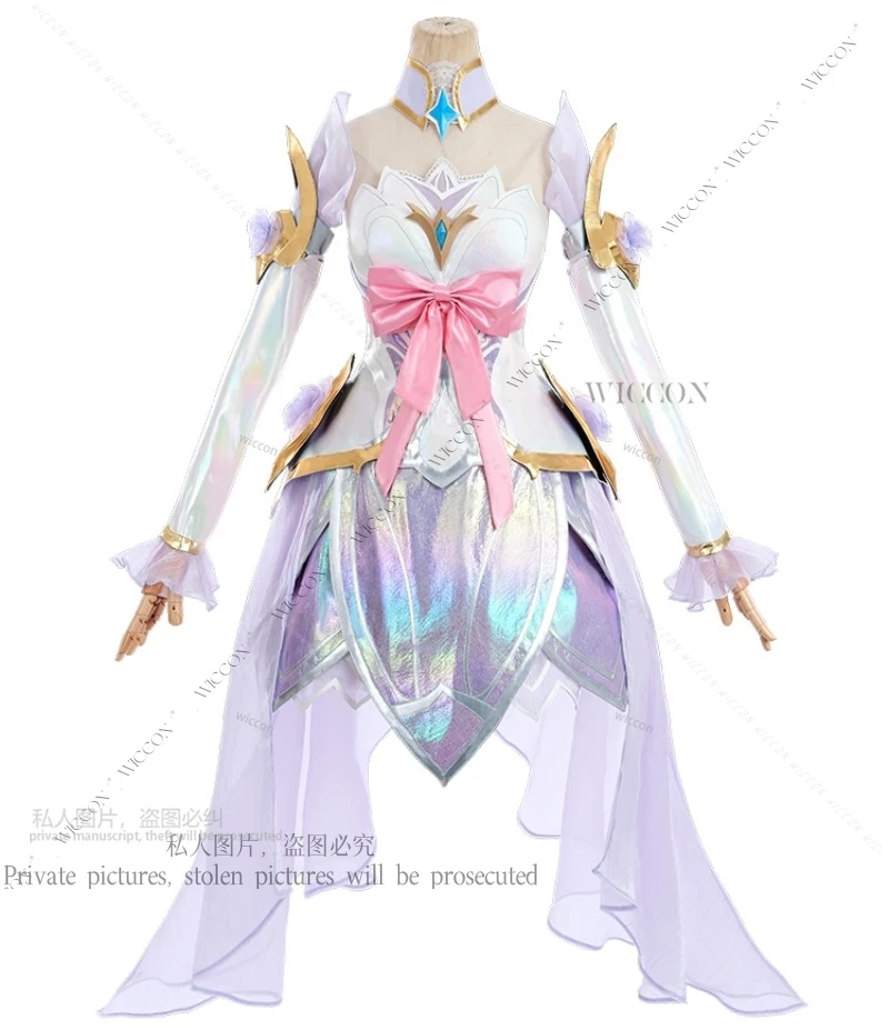 Seraphine-LOL fantasia cosplay para mulheres, rosa cristal, jogo, novo design de pele, roupa halloween, acessórios de caráter