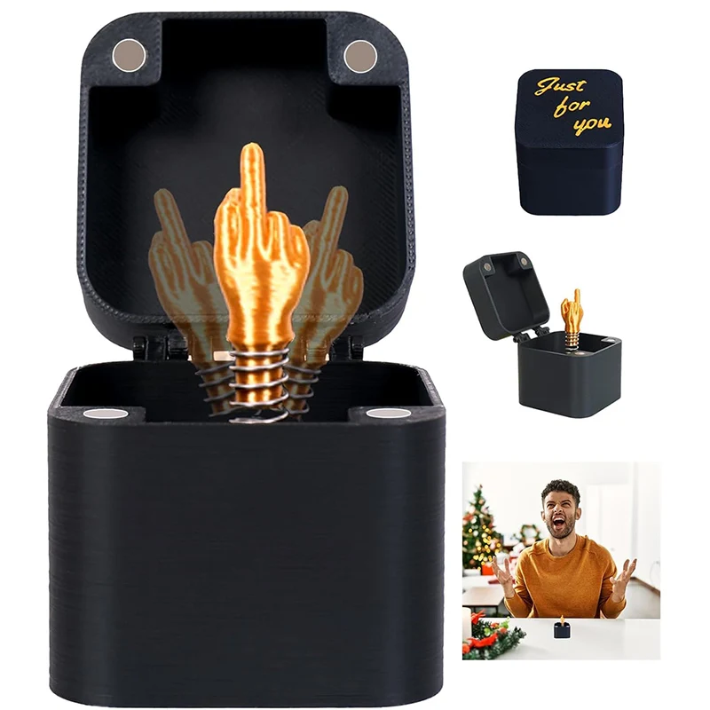 Middle Finger In A Box Funny Surprise Trick Gift Box Christmas Novelty Fun Joke Prank Quirky Toy Gag Gifts For Women Men Kids