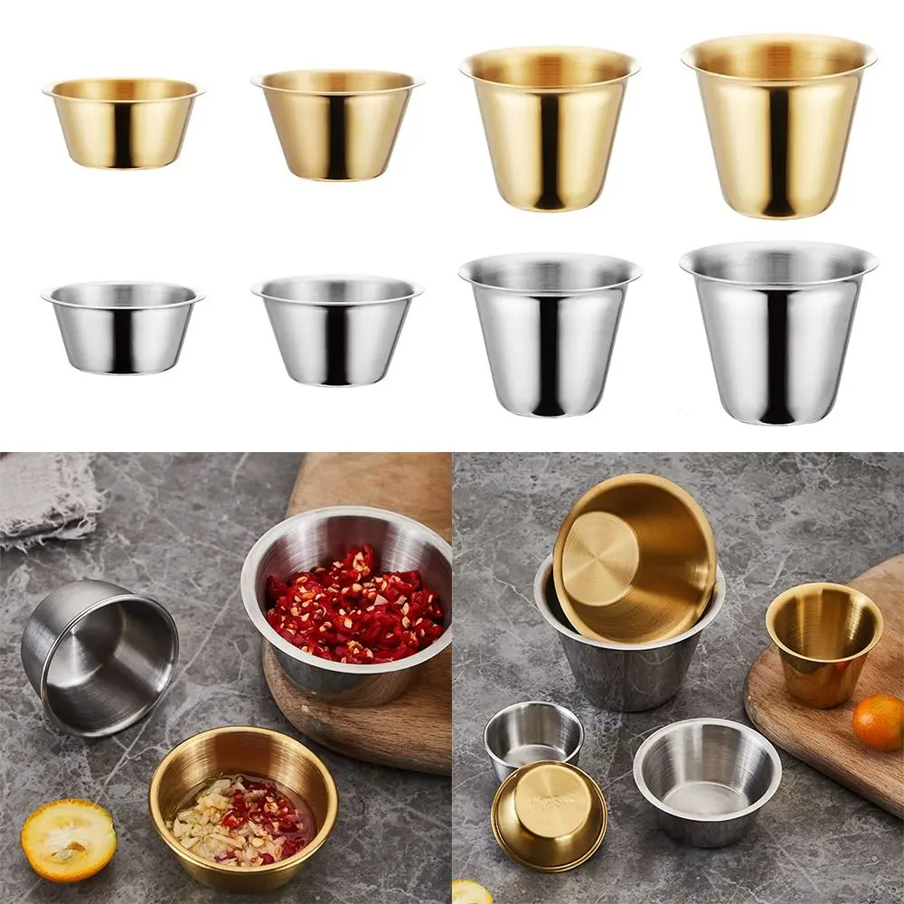 304 Stainless Steel Seasoning Dish Silver Gold Mustard/Salad/Tomato Sauce Cup Multifunctional Fries Ketchup Condiment Container