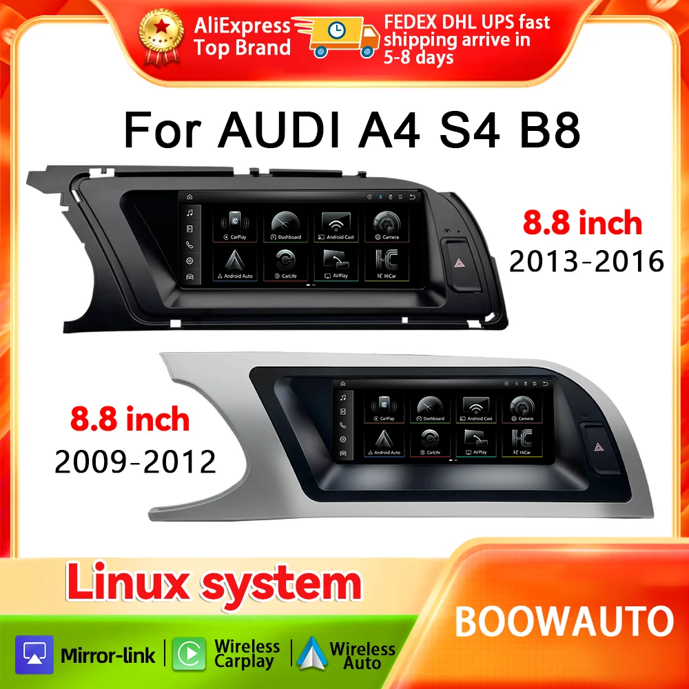 New Linux System 8.8inch For Audi A4 S4 B8 Wireless Carplay Android Auto Car Radio Multimedia Video Bluetooth Player Stereo