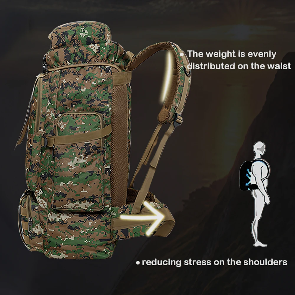 Mochila de Senderismo y Camping, Mochila de Escalada para Actividades al Aire Libre, Resistente al Agua, para Hombres y Mujeres