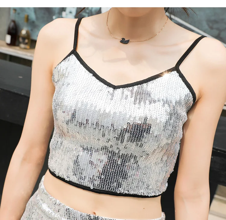 

2024 Summer's new sexy fashion strapless halter top sequined body chain for women gift