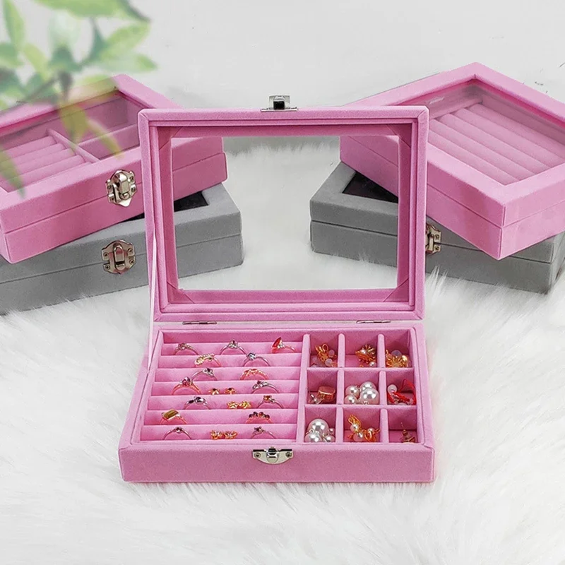 Earrings Storage Box Jewelry Dustproof Jewelry Box Ear Clip Earrings Ear Line Finishing Small Jewelry Box with Lid