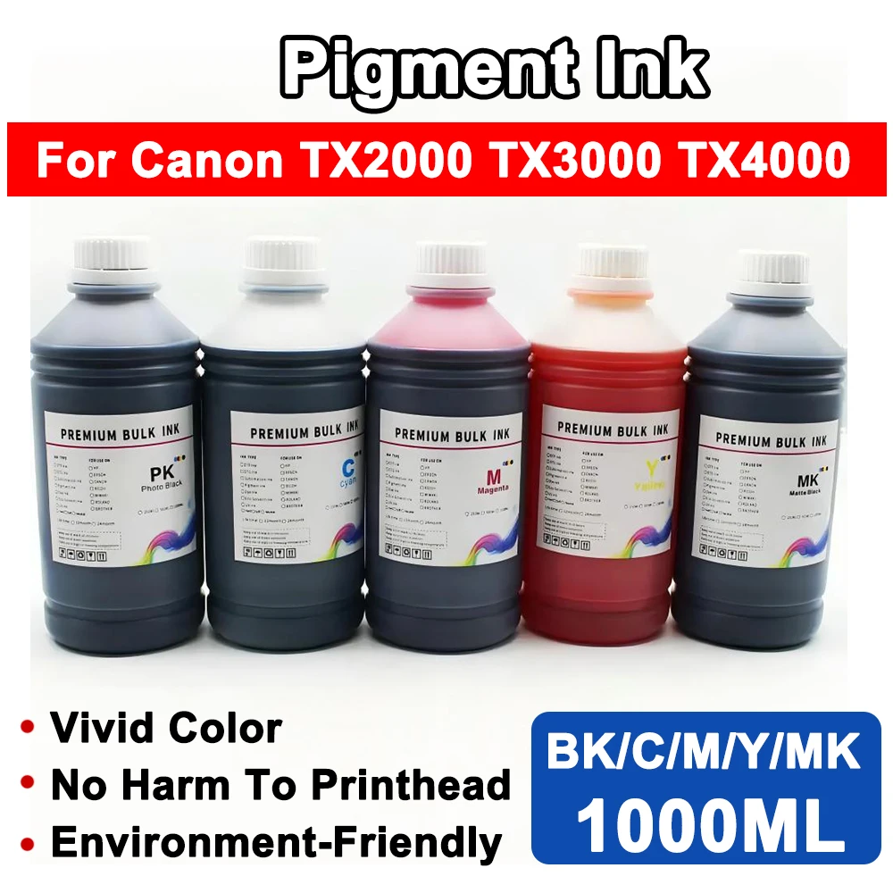 1000ml For Canon PFI-710 PFI-710 Refill Pigment Ink for Canon TX2000 TX3000 TX4000 Printer Ink Cartridges Ink PBK C M Y MBK