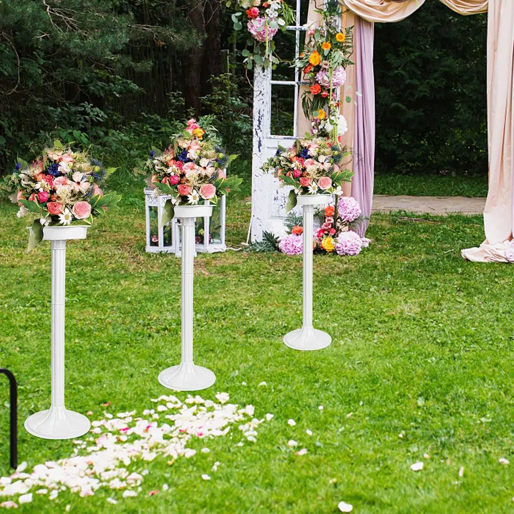 

10Pcs Upscale Party Decoration White Roman Column 50CM Tall Plastic Pillar Flower Rack For Wedding Baby Shower Site Layout